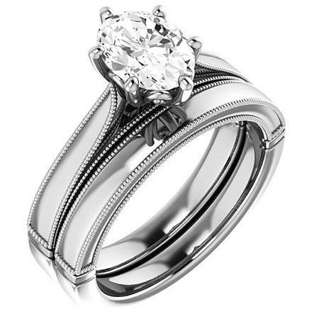 Oval Cathedral Solitaire with Scroll Accents