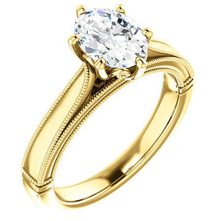 Oval Cathedral Solitaire with Scroll Accents