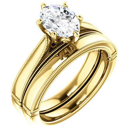 Oval Cathedral Solitaire with Scroll Accents