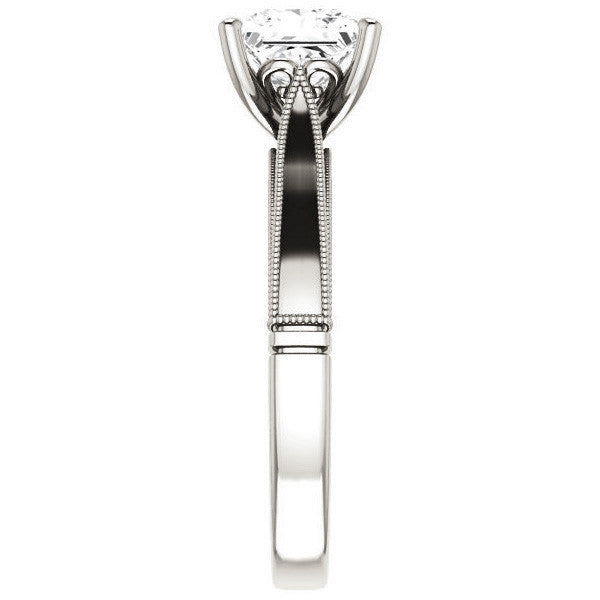 Princess cut Cathedral Solitaire with Scroll Accents