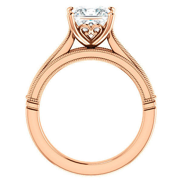 Princess cut Cathedral Solitaire with Scroll Accents