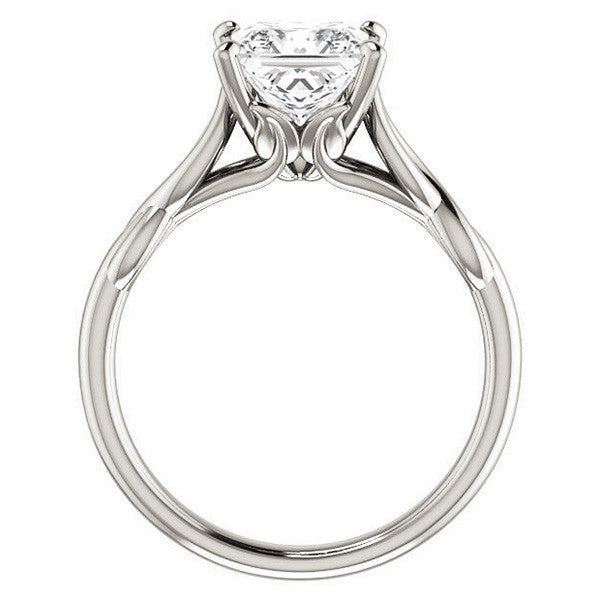 Princess cut Moissanite Sculptural Styled Solitaire Ring