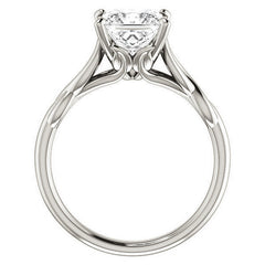 Princess cut Moissanite Sculptural Styled Solitaire Ring