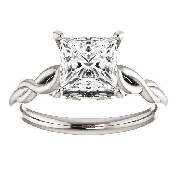Princess cut Moissanite Sculptural Styled Solitaire Ring