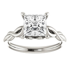 Princess cut Moissanite Sculptural Styled Solitaire Ring