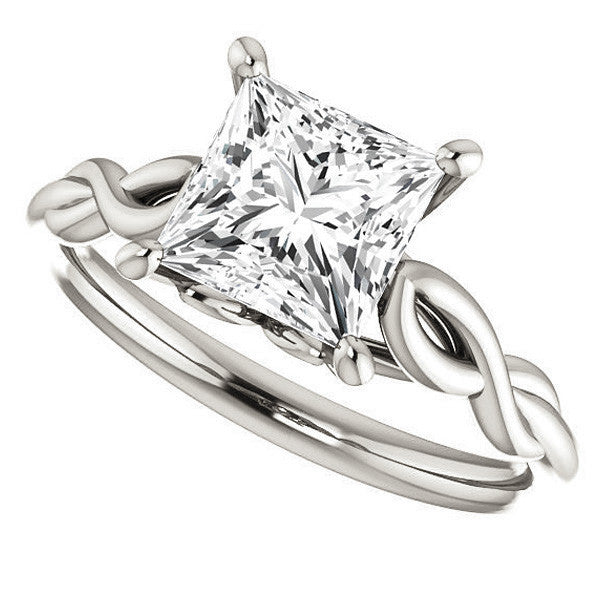 Princess cut Moissanite Sculptural Styled Solitaire Ring