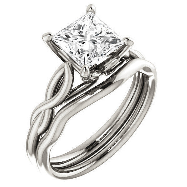 Princess cut Moissanite Sculptural Styled Solitaire Ring