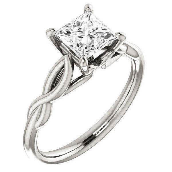 Princess cut Moissanite Sculptural Styled Solitaire Ring