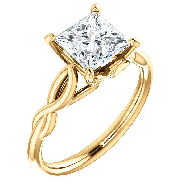 Princess cut Moissanite Sculptural Styled Solitaire Ring