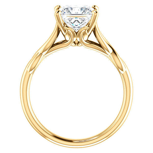 Princess cut Moissanite Sculptural Styled Solitaire Ring