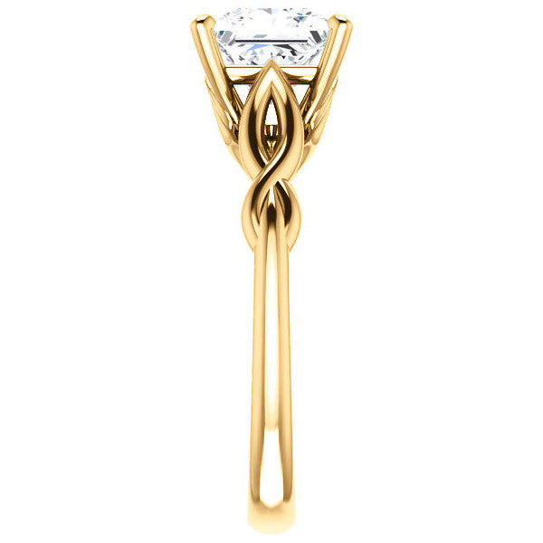 Princess cut Moissanite Sculptural Styled Solitaire Ring