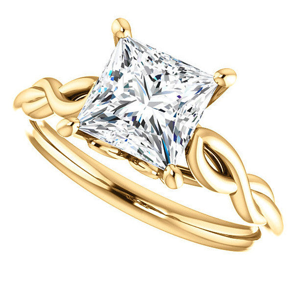 Princess cut Moissanite Sculptural Styled Solitaire Ring