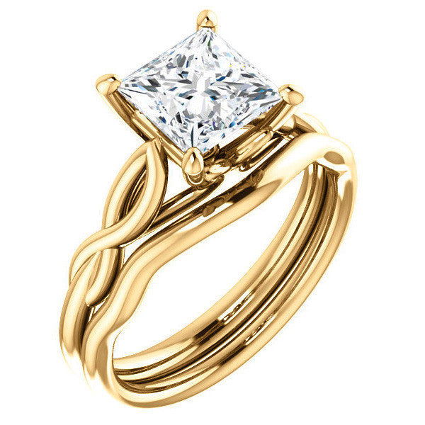 Princess cut Moissanite Sculptural Styled Solitaire Ring