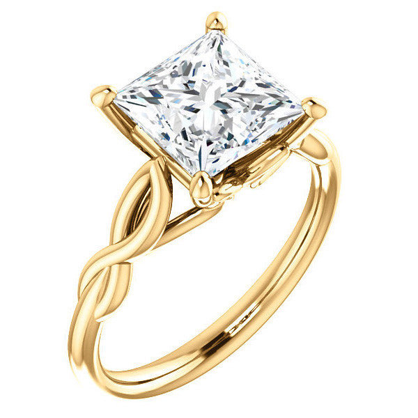 Princess cut Moissanite Sculptural Styled Solitaire Ring