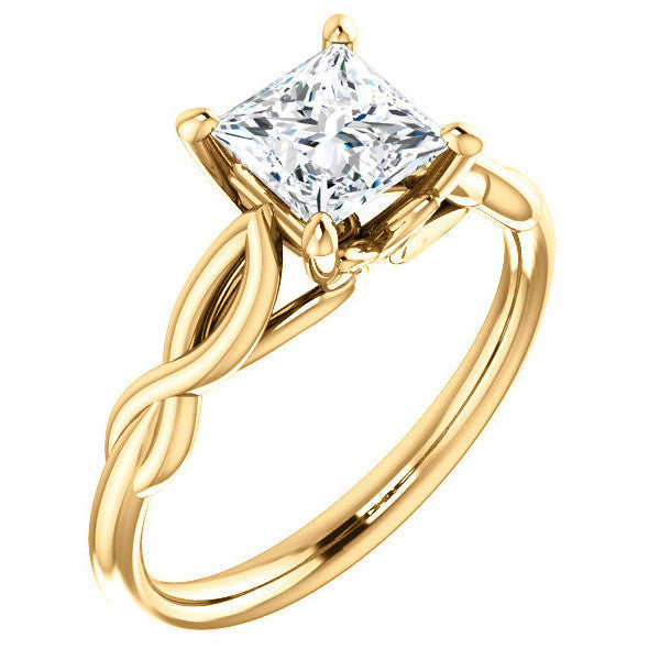 Princess cut Moissanite Sculptural Styled Solitaire Ring