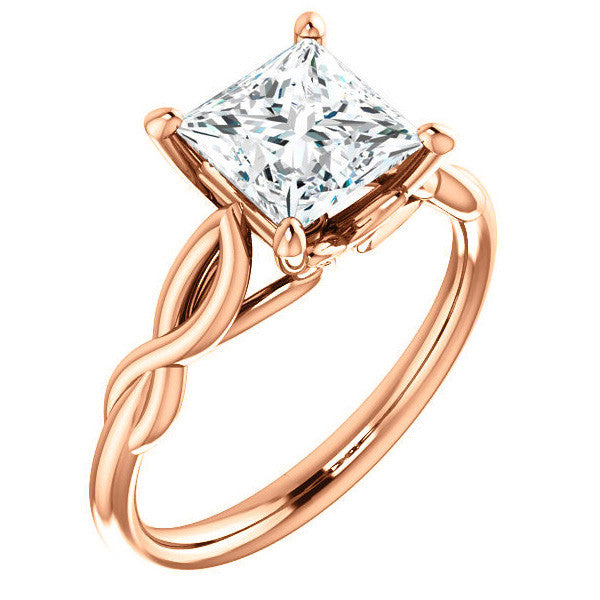 Princess cut Moissanite Sculptural Styled Solitaire Ring