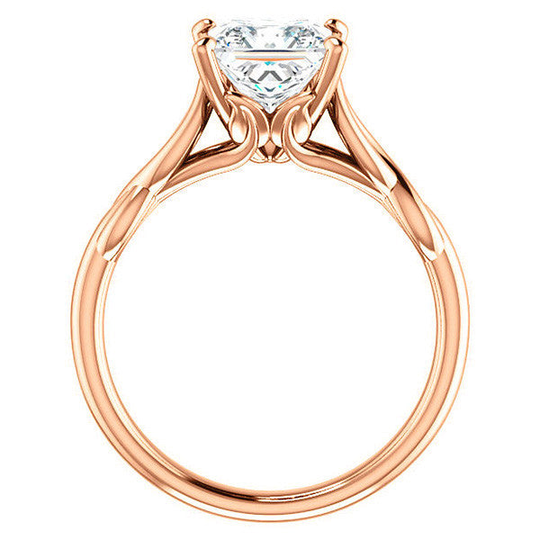 Princess cut Moissanite Sculptural Styled Solitaire Ring