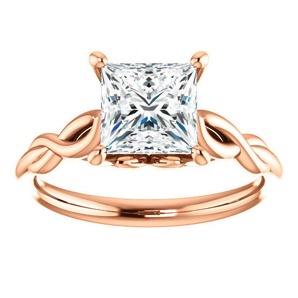 Princess cut Moissanite Sculptural Styled Solitaire Ring