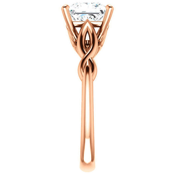 Princess cut Moissanite Sculptural Styled Solitaire Ring