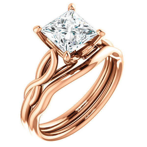 Princess cut Moissanite Sculptural Styled Solitaire Ring