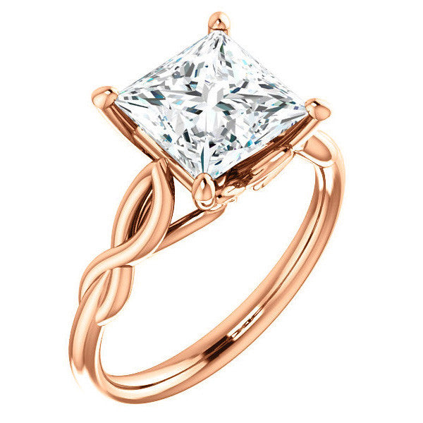 Princess cut Moissanite Sculptural Styled Solitaire Ring