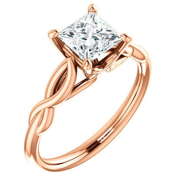 Princess cut Moissanite Sculptural Styled Solitaire Ring