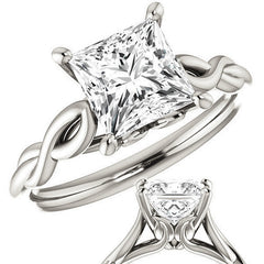 Princess cut Moissanite Sculptural Styled Solitaire Ring