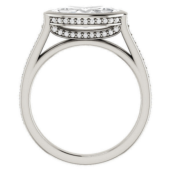 Marquise cut Bezel set Cathedral Engagement Ring