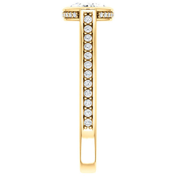 Marquise cut Bezel set Cathedral Engagement Ring