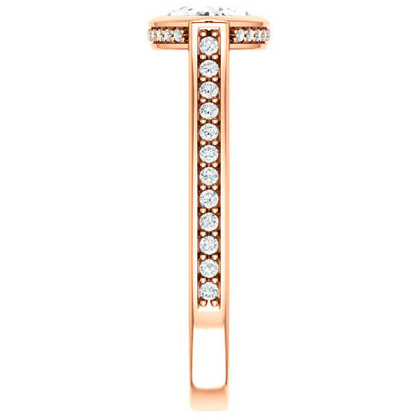 Marquise cut Bezel set Cathedral Engagement Ring