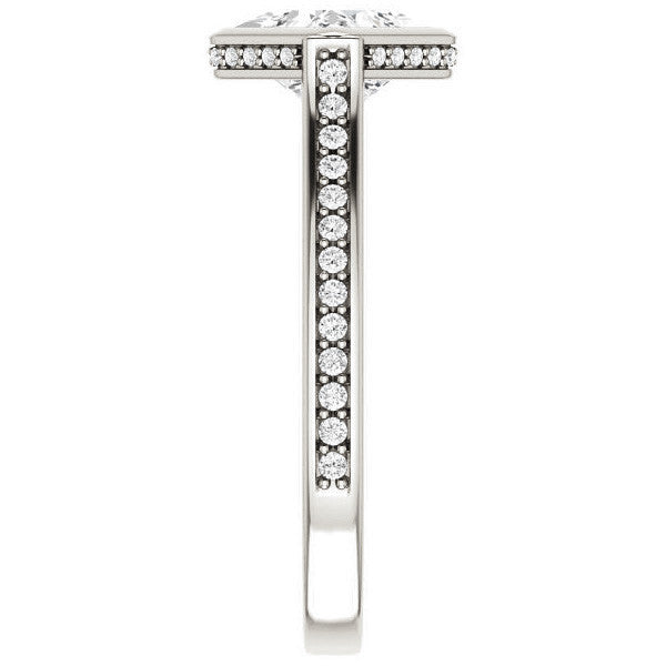 Princess cut Bezel set Cathedral Engagement Ring