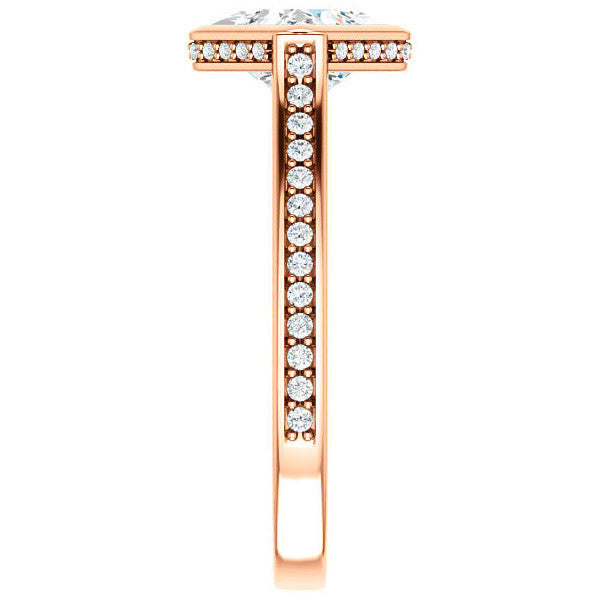 Princess cut Bezel set Cathedral Engagement Ring