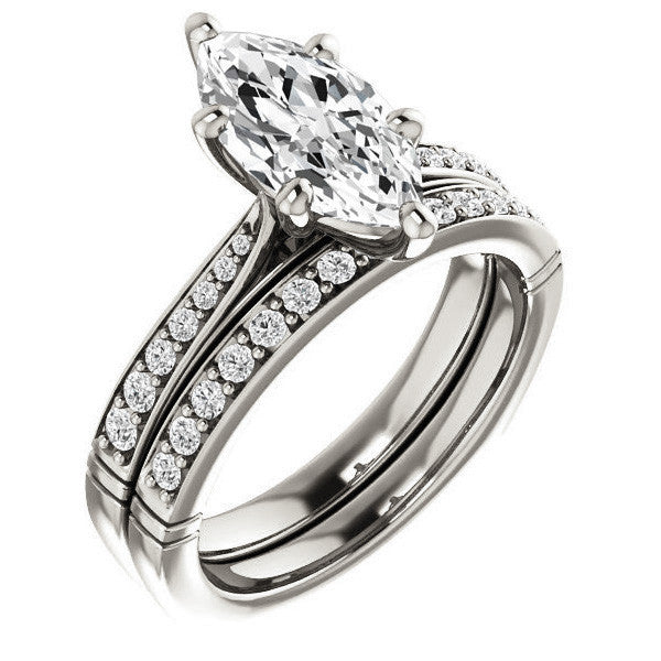 Marquise Moissanite Infinity Styled Solitaire Ring