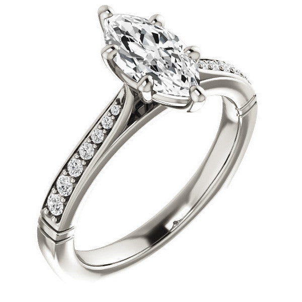 Marquise Moissanite Infinity Styled Solitaire Ring
