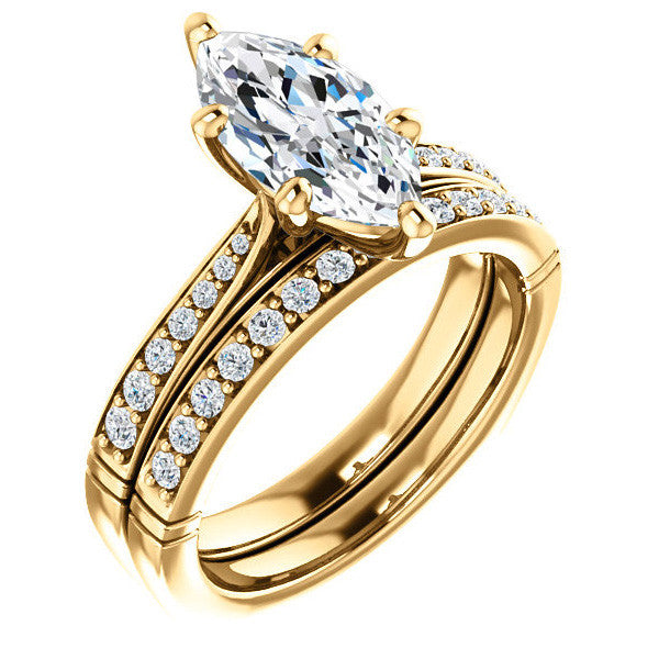 Marquise Moissanite Infinity Styled Solitaire Ring