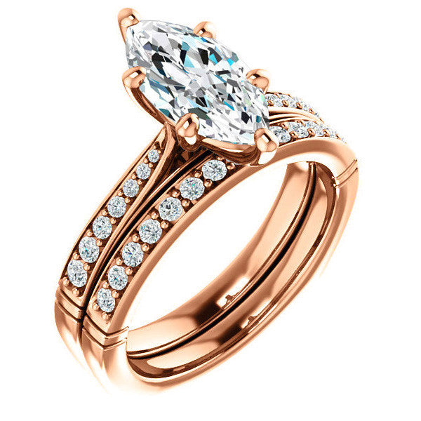 Marquise Moissanite Infinity Styled Solitaire Ring