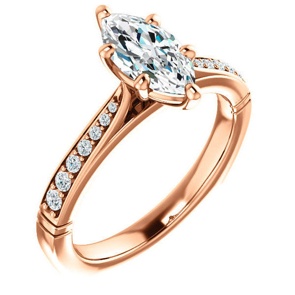 Marquise Moissanite Infinity Styled Solitaire Ring