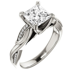 Princess cut Infinity Accent Engagement Ring
