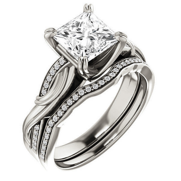 Princess cut Infinity Accent Engagement Ring