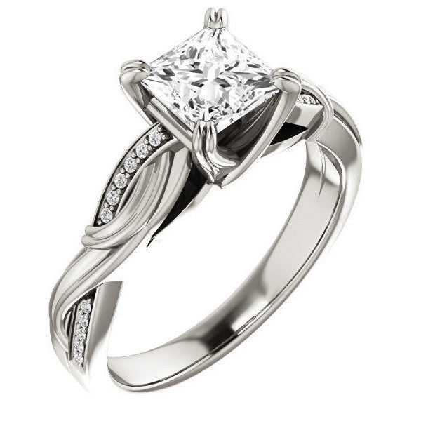 Princess cut Infinity Accent Engagement Ring