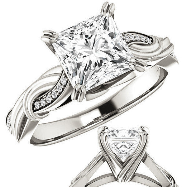 Princess cut Infinity Accent Engagement Ring