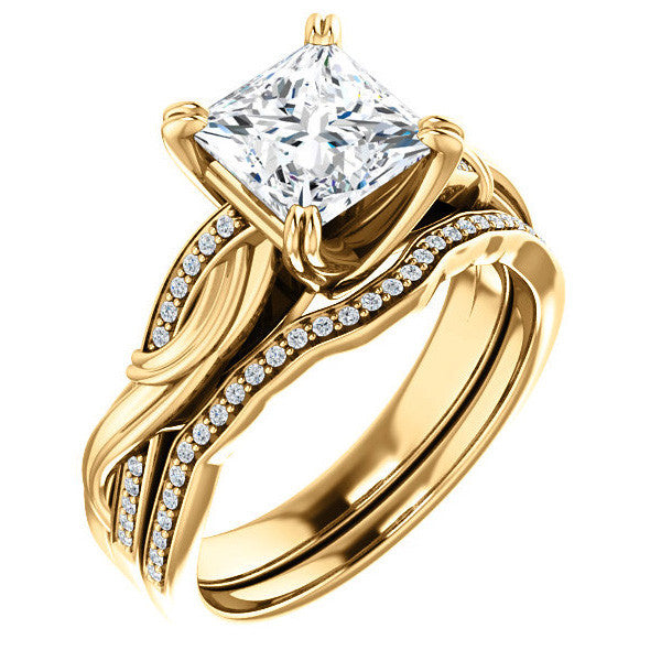 Princess cut Infinity Accent Engagement Ring