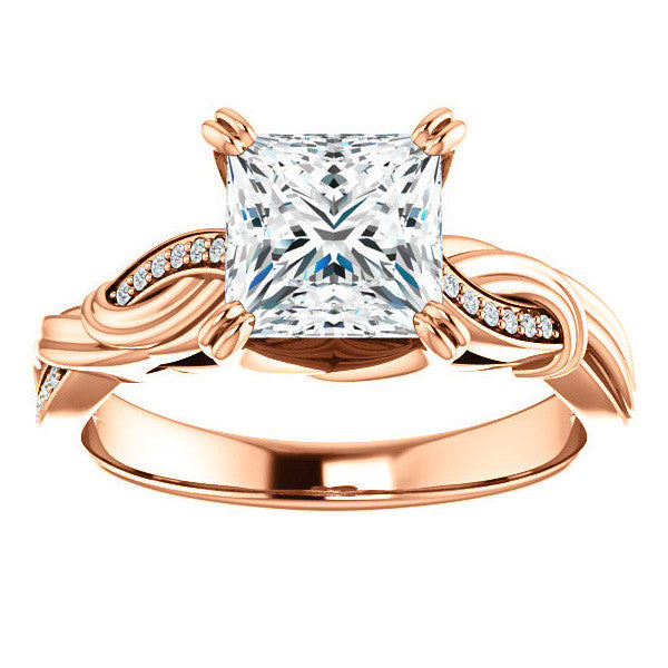 Princess cut Infinity Accent Engagement Ring