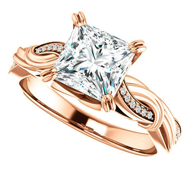 Princess cut Infinity Accent Engagement Ring