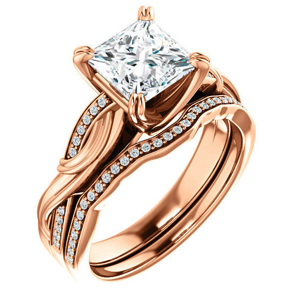 Princess cut Infinity Accent Engagement Ring