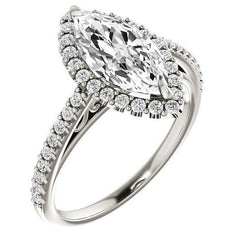 Marquise cut Petite Halo Engagement Ring with Scroll Accent