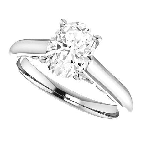 Oval Scroll Accented Solitaire Engagement Ring