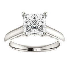 Princess Scroll Accented Solitaire Engagement Ring