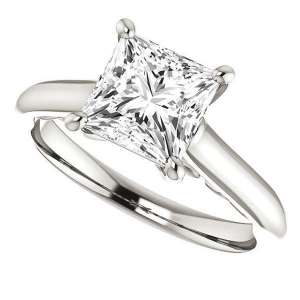 Princess Scroll Accented Solitaire Engagement Ring
