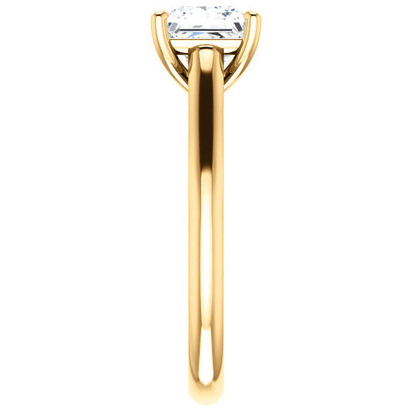 Princess Scroll Accented Solitaire Engagement Ring